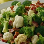 Ensalada de brócoli y coliflor con tocino sin lácteos