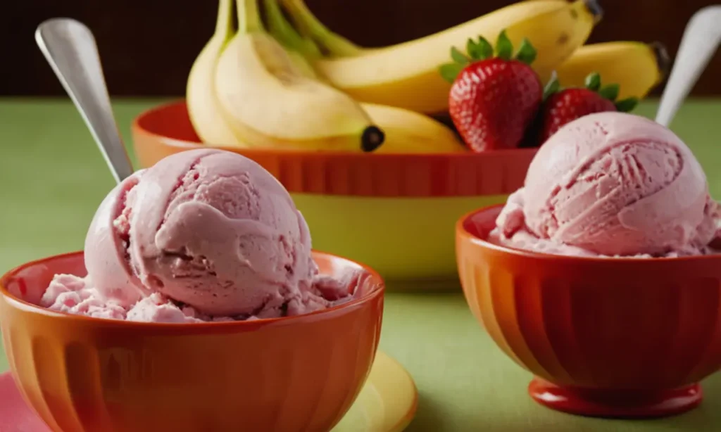 Helado de fresa y plátano
