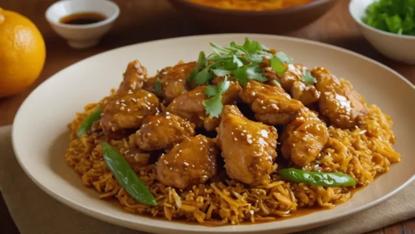 Salteado pollo naranja jengibre