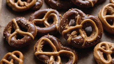 barras de pretzel de chocolate y mantequilla de mani sin hornear