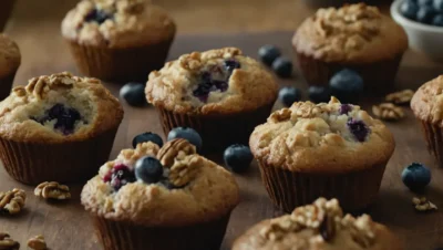 barras para muffins de arandanos plátano y nueces sin gluten