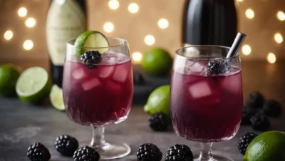 cocteles de prosecco de lima y mora bajo en azúcar