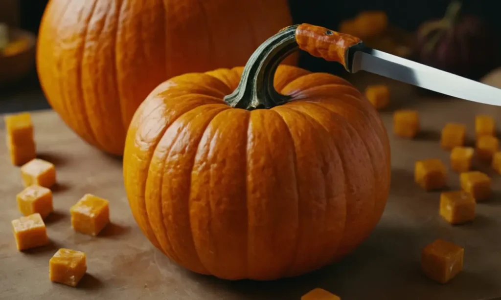 cortar calabaza cubos
