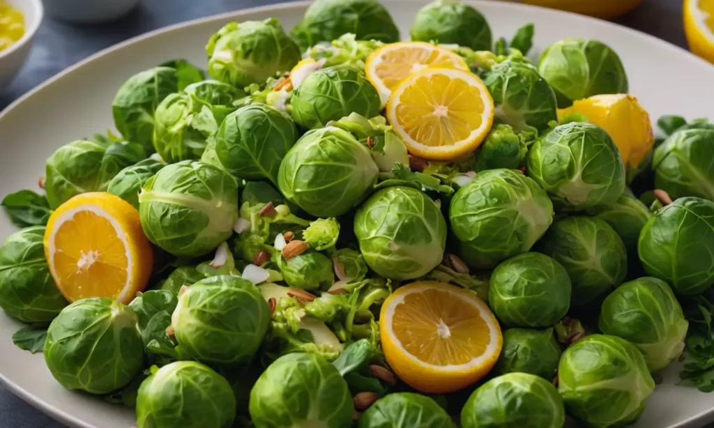 ensalada de coles de bruselas con vinagreta de cítricos