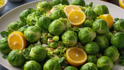 ensalada de coles de bruselas con vinagreta de cítricos