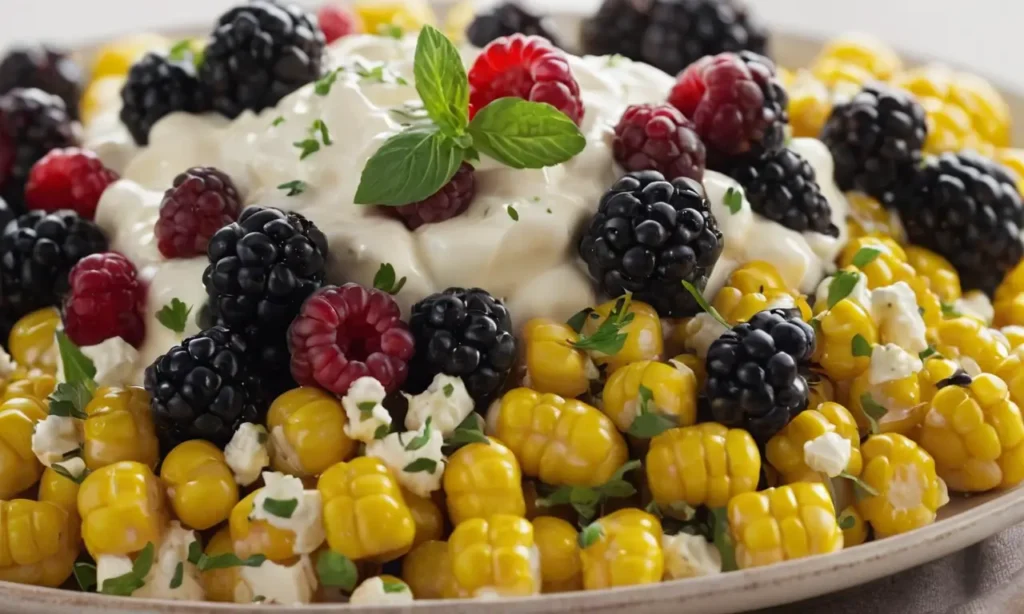 ensalada de maíz asado con moras