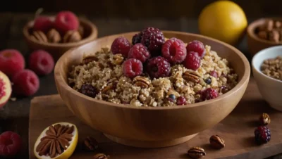 granola de cereza y nuez con quinua
