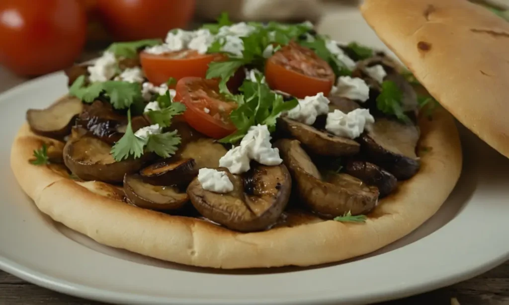 gyros vegetarianos griegos con champiñones portobello