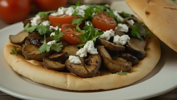 gyros vegetarianos griegos con champiñones portobello