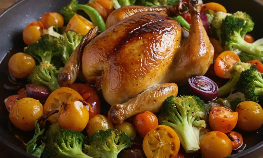horneado de vegetales con pollo balsámico