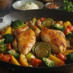 Horneado de verduras y pollo teriyaki en una sartén: ¡Fácil & Delicioso!