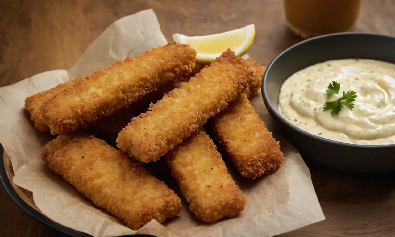 ¡Disfrute palitos de pescado crujientes con amigos y familia!