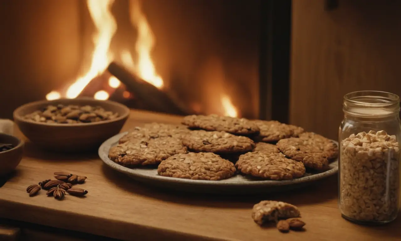 Galletas de avena caseras con aroma a horno y recetas escritas a mano