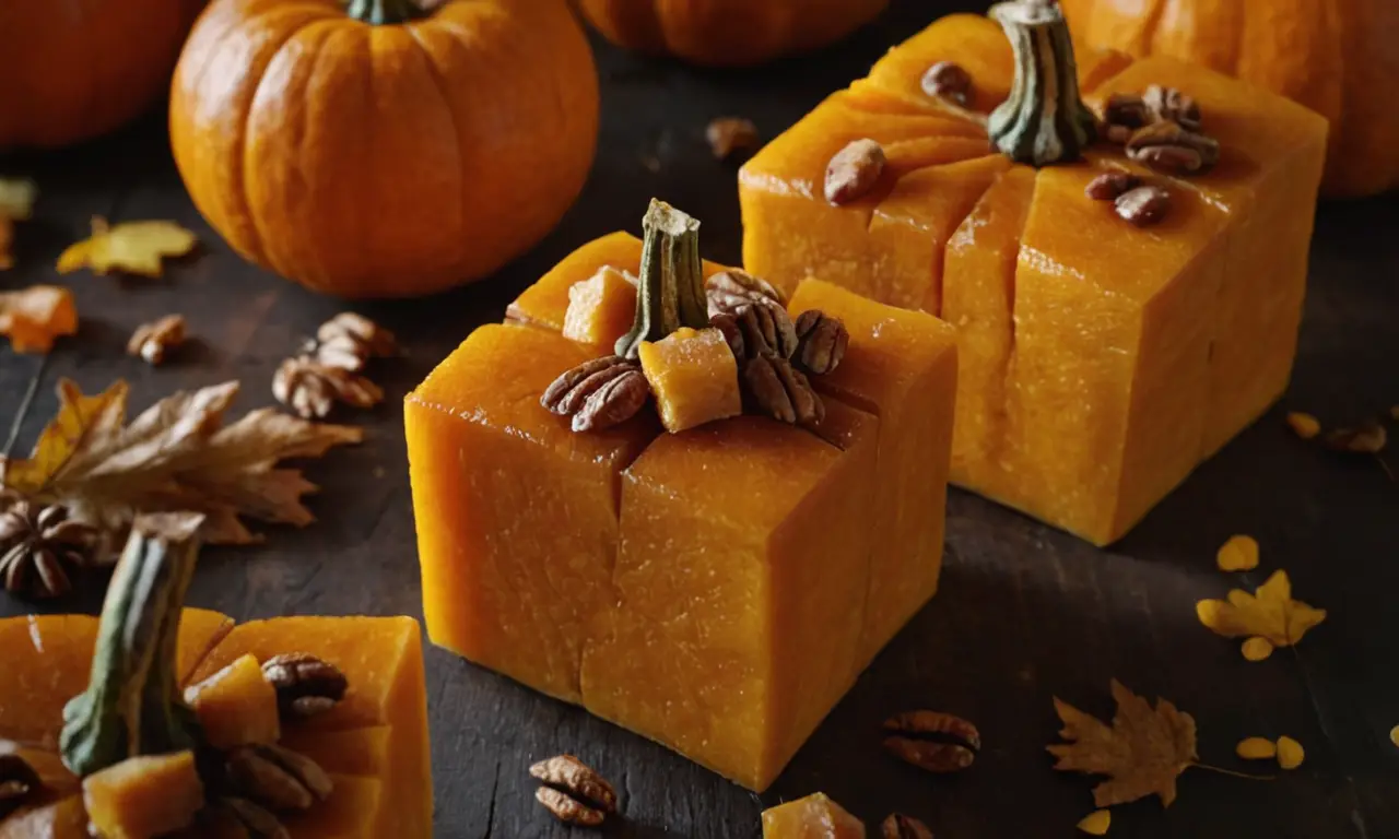 Calabaza en cubos para recetas y decoración otoñal