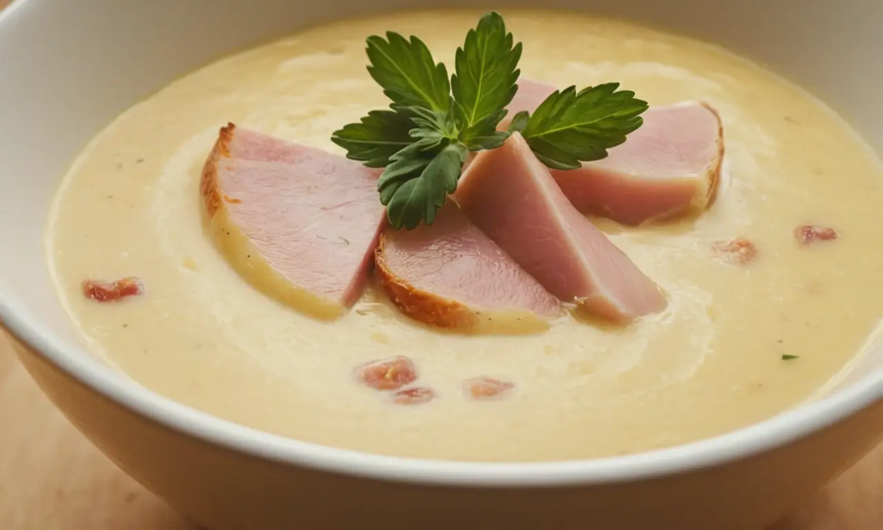 Prueba esta deliciosa sopa cremosa de patata y jamón