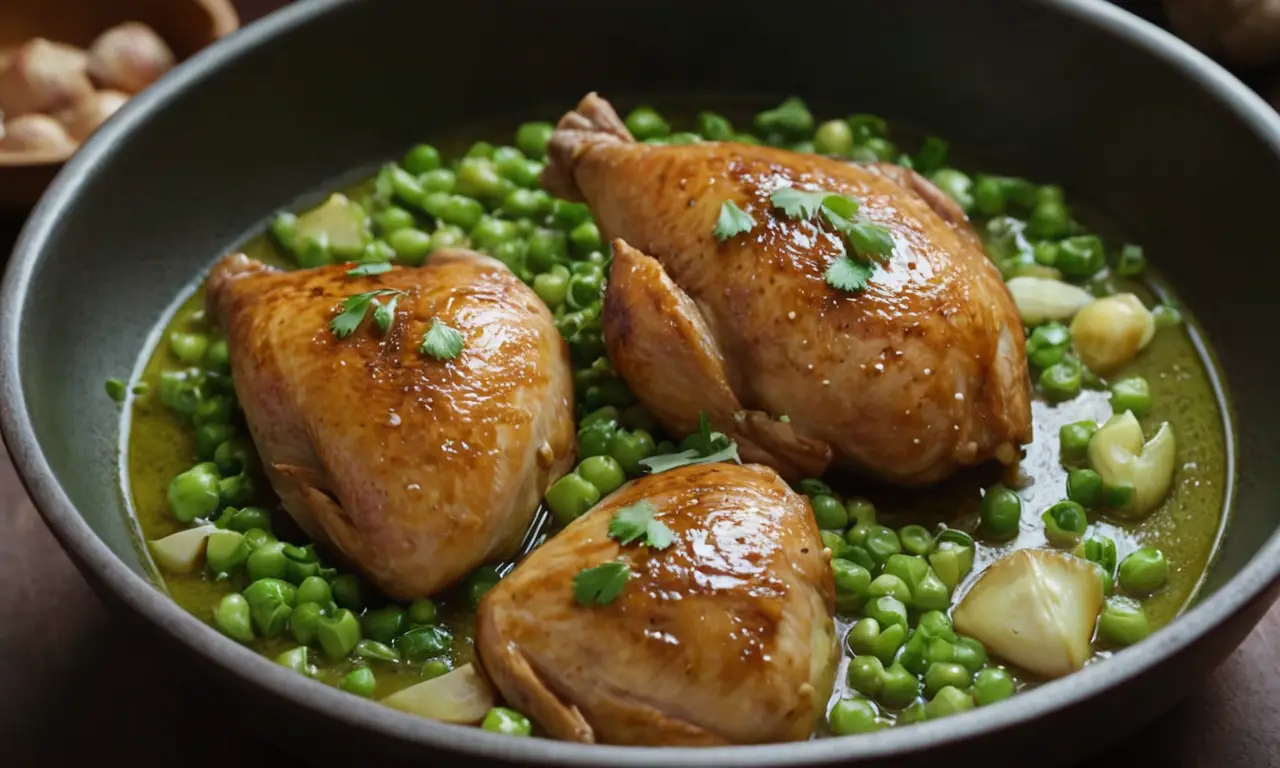 Pollo con aliño de jengibre y ajo aromatizado, saludable