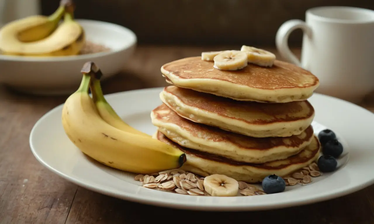 Pancakes, plátanos y avena dulces, deliciosos y saludables