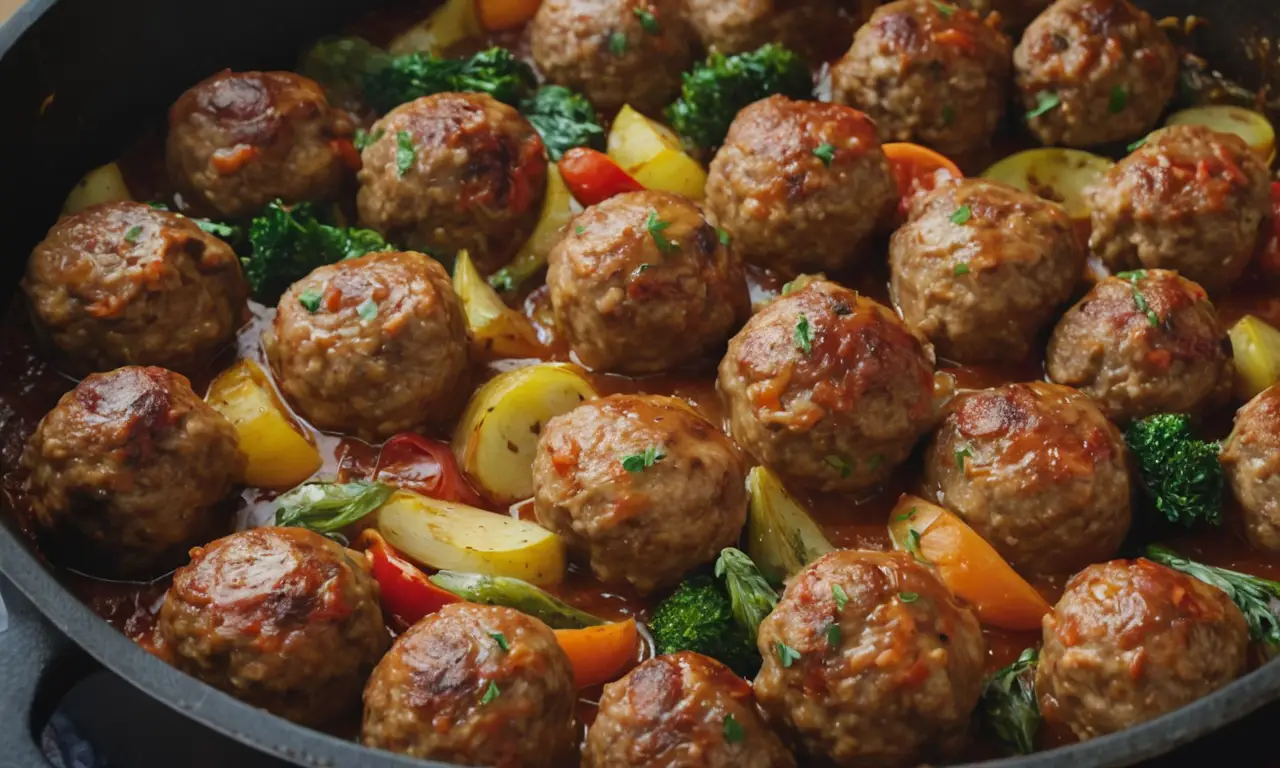 Albóndigas jugosas y coloridas, una comida saludable y deliciosa