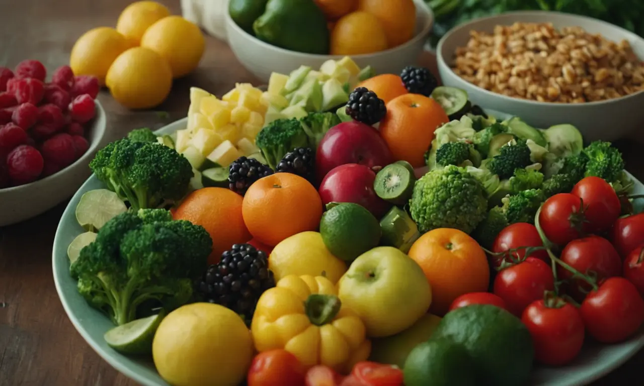 Frutas y verduras frescas para un bowl saludable
