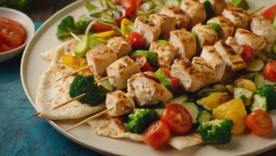 kebabs de pollo griego