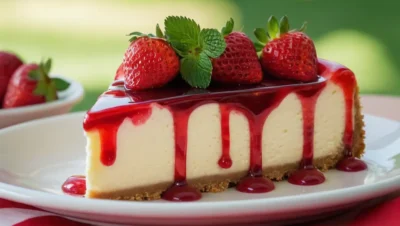 paletas de batido de tarta de queso y fresas