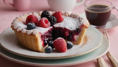 pastel de desayuno de frutos rojos