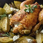 Pollo alcachofas sartén queso cabra: Receta fácil & rápida
