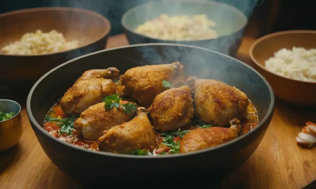 pollo con mani al estilo tailandes
