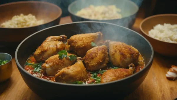 pollo con mani al estilo tailandes