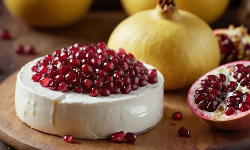 queso de cabra batido con miel y granada