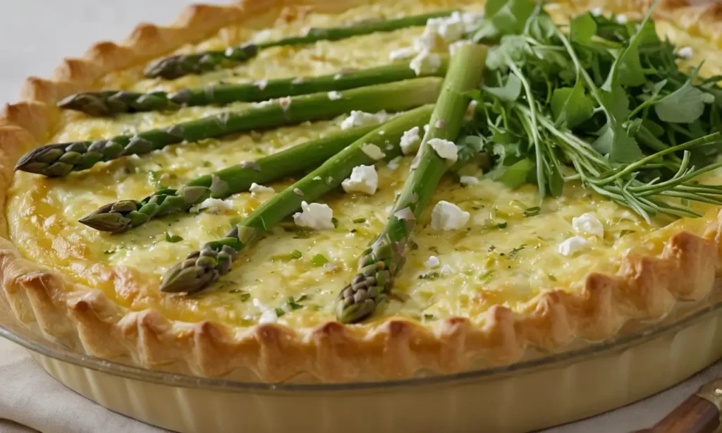 quiche de espárragos puerros feta