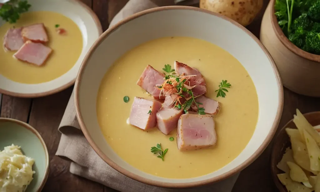 sopa cremosa de jamon y patatas